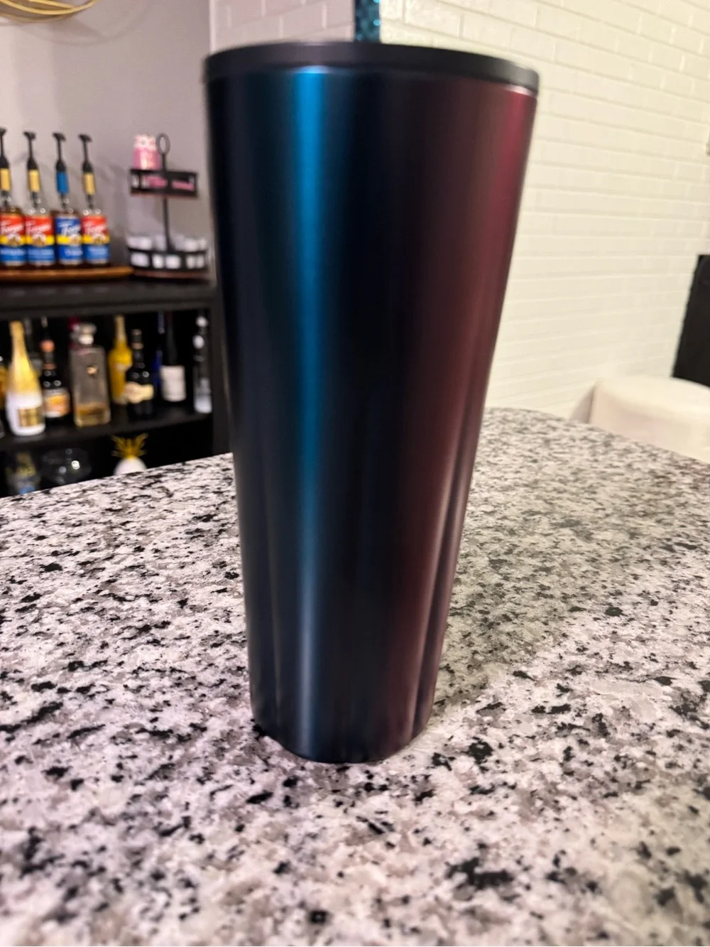 Starbucks Iridescent Teal-Blue Stainless Tumbler with Straw